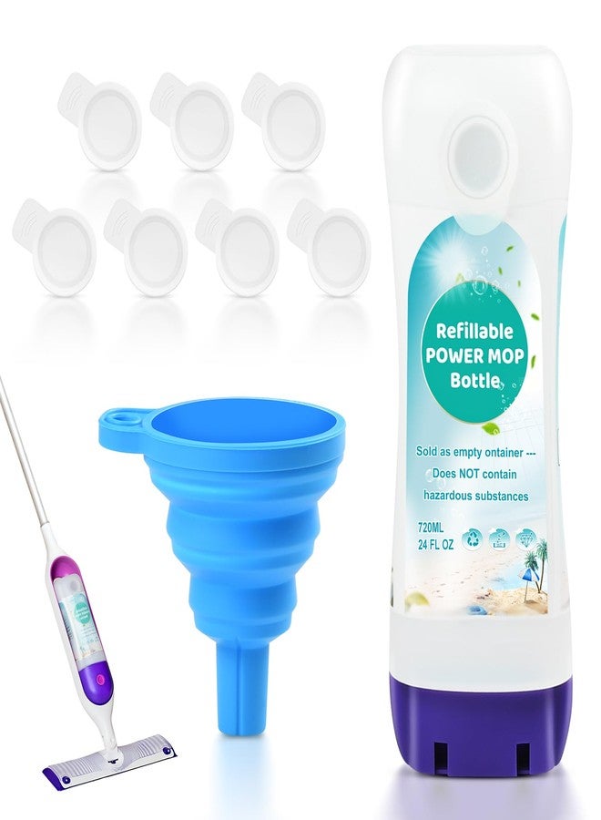 DrFlito Refillable Bottle for Swiffer® Power Mop™ – 720ML / 24 FL.OZ Leak-Proof HDPE Cleaner Solution Refill Bottle with 7 Silicone Gaskets & 1 Funnel, Easy Install for Use with Any Cleaning Solution - Image 1